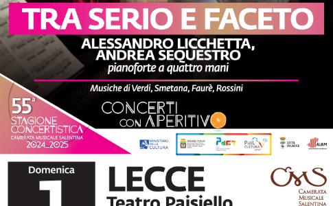 CONCERTI CON APERITIVO "TRA SERIO E FACETO" Alessandro Licchetta e Andrea Sequestro duo pianistico a quattro mani