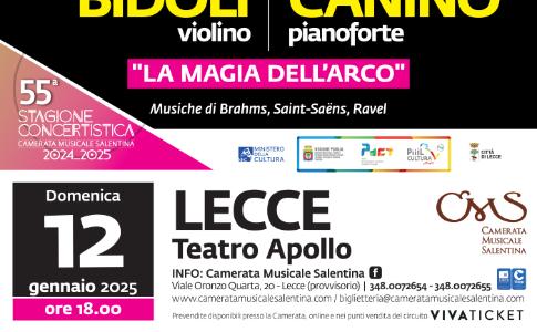 Domenica 12 Gennaio Alessio Bidoli e Bruno Canino, violino e pianoforte @ Teatro Apollo, Lecce